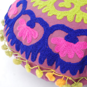 Jaipuri Embroidered Suzani Round Cushion Cover Decorative Throw Pillow Cases