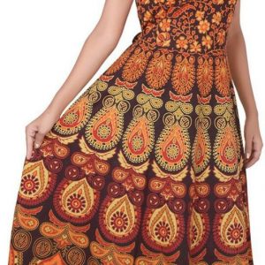 Traditional Hand Made Kurti Barmeri Mandala Print Anarkali Style Midi