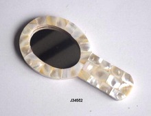 Hammered aluminium pearl hand Mirror, for Decorative