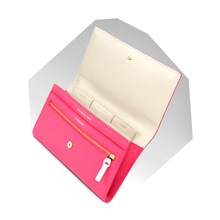 Genuine Leather pink girls travel wallet