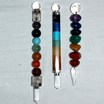 Chakra Tumble Healing Wands with crystal point