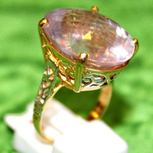 Rose Quartz Gemstone Wedding Engagement Ring
