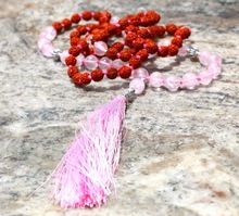 Rose Quartz Rudraksha Knotted Mala Beads