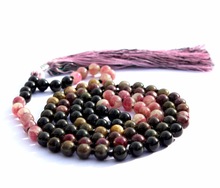 Rudra Gems Smooth Round Tourmaline Prayer Beads,, Size : 7 mm