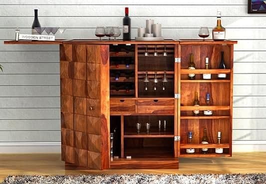 Wooden Bar Cabinet, Color : Brown