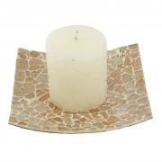 MOSAIC PLATE WITH CANDLE, Size : 6.00 x 6.00 x 4.00