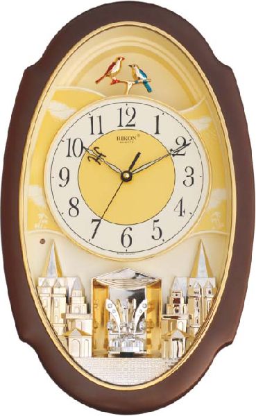 Rotating Musical Clocks, Color : BROWN