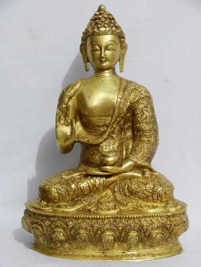 Polished Lord Buddha Brass Statue, for Religious, Exterior Decor, Interior Decor, Size : 24 Inches
