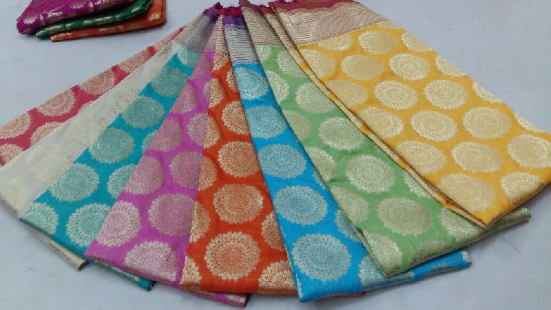 Border Plain Silk Cotton Sarees, Color : 5