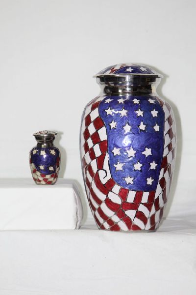 American Flag Brass Urn, Style : Antique