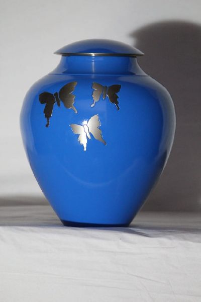 Butterfly Blue Brass Urn, Style : Antique