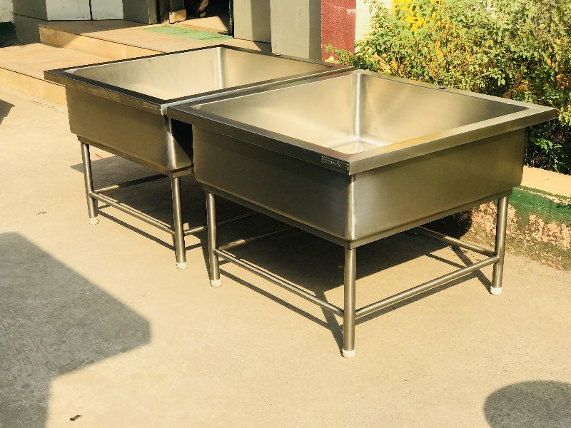 Square Chrome Plated Stainless Steel Soak Sink, for Hotel/Restaurant, Color : Sliver