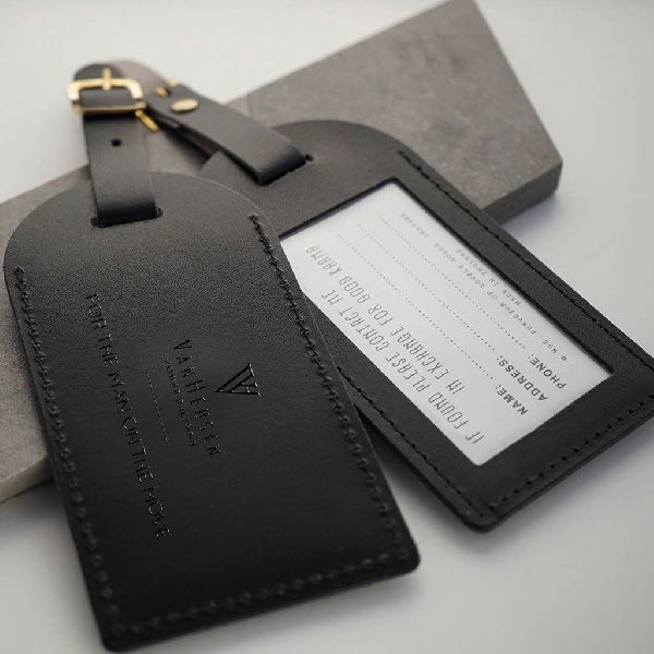 Personalised Luggage Tag in Recycled Leather Suitcase Bag 