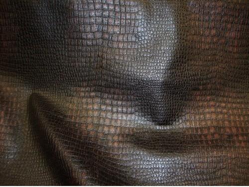 Dark Black and Brown Leather Upholstery Fabric