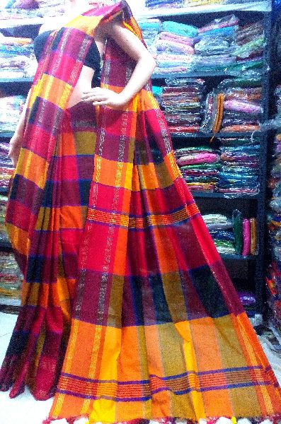 Handloom Khadi Multi Color Box Saree, Occasion : Casual Wear, Festive Wear, Party Wear, Wedding Wear