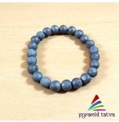 Druzy Agate Blue Bead Bracelet