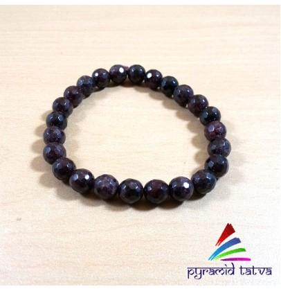 Garnet Diamond Cut Bead Bracelet