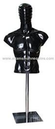 Adams Mannequins Torso Male Black with Chrome Stand Matt Finish MT08