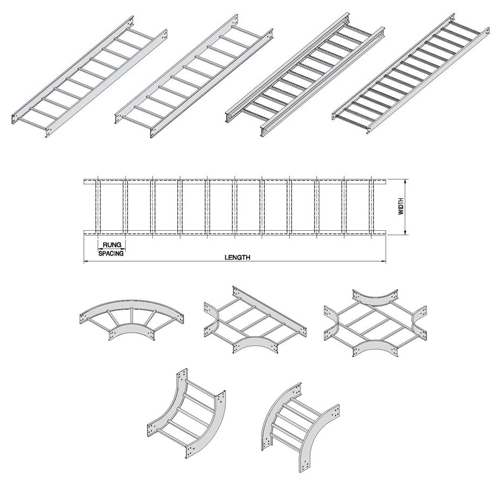 Ladder Type Cable Tray, Width : 150 mm - 1200 mm