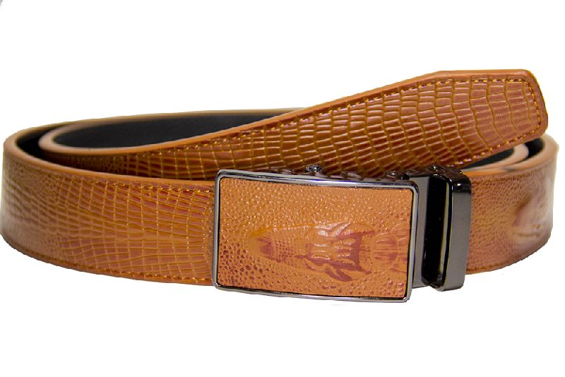Brown Gator Print Leather Belt