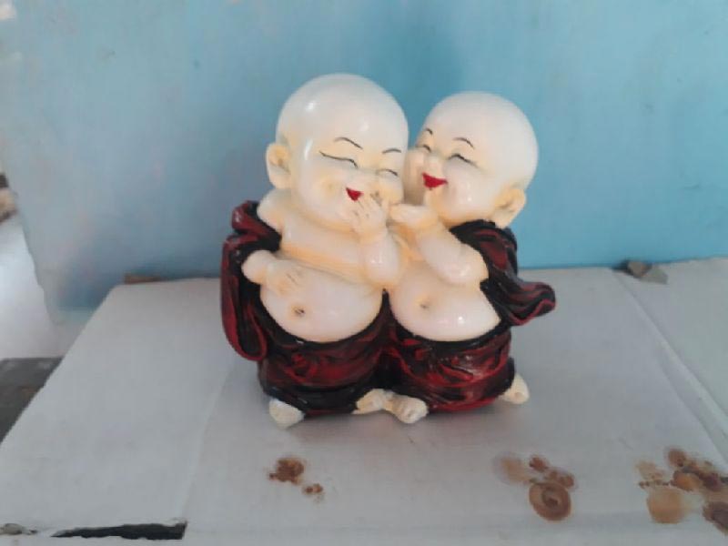 Marble Dust Laughing Buddha Couple Statue