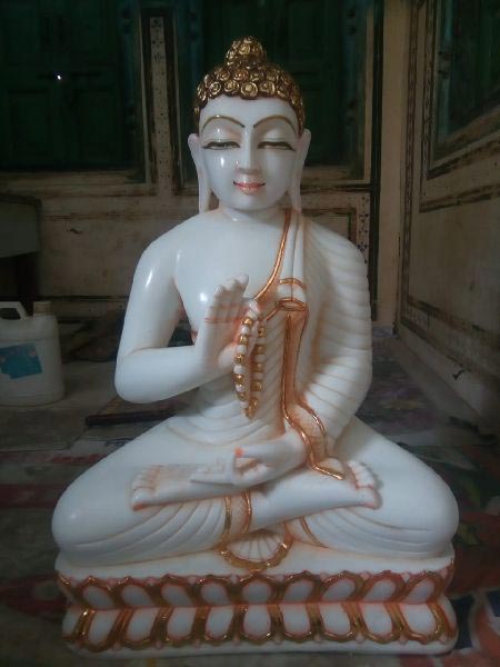 White Marble Buddha Statue, for Decoration, Religious purpose