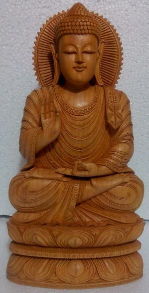 Wooden Buddha Statue, for In Temple Decoration, Size : 43*145*148mm