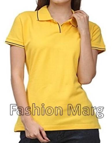 Cotton Ladies Polo T-Shirts, Sleeve Style : Half Sleeve