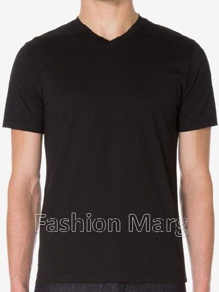 Half Sleeves Cotton Mens V Neck T-Shirts, Pattern : Plain
