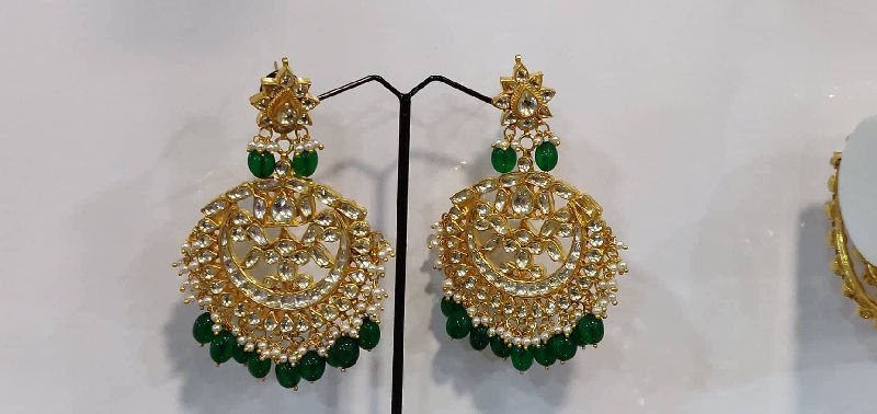 KUNDAN JADAU EARRINGS, Color : white