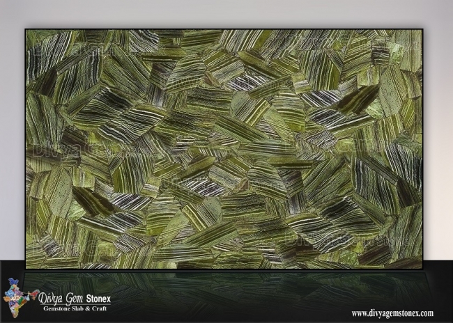 Polished Granite Stone Green Zebra Jasper Slab, for Hotel, Kitchen, Office, Restaurant