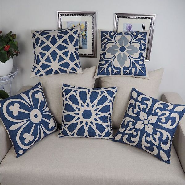 Square Cotton cushion cover, for Bed, Chairs, Sofa, Size : 40cm X 40cm, 50cm X 30cm