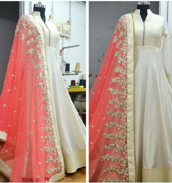 Radhe banglory sik Designer Gown, for running functional, Color : off white