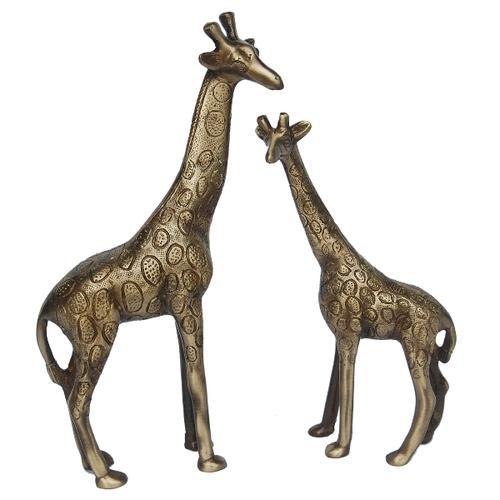Brass Giraffe Family Statue