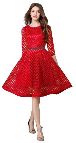 D-31 Maxican Red Western Dress, Size : L, XL, XXL
