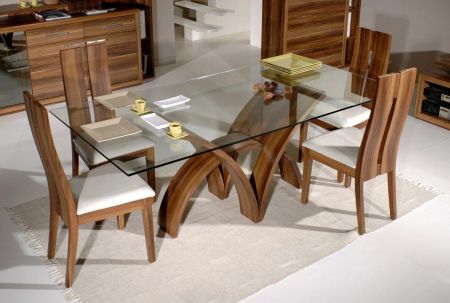 Rectangular Wooden Glass Table