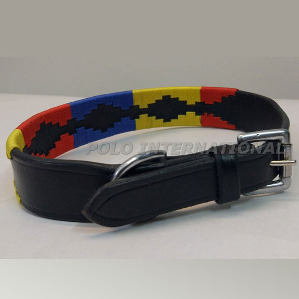 Leather Polo Dog Collar, Color : Black