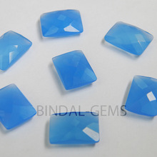 Blue Chalcedony Shape Octagon Checker Cut Briolettes Gemstone