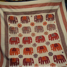 100% Cotton Embroidered elephant applique bedspreads, Technics : Handmade