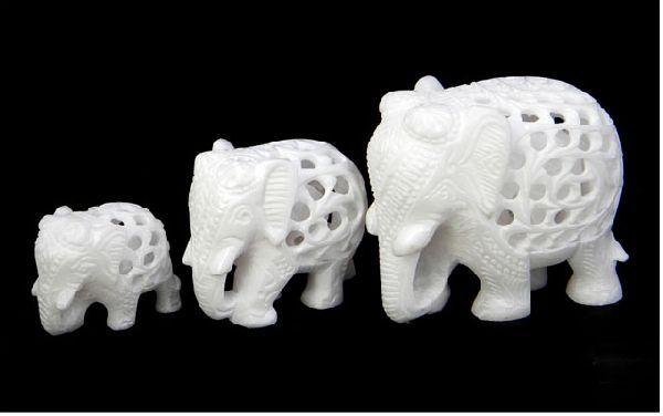 Alabaster Undercut Elephant For Decoration, Style : Antique Imitation