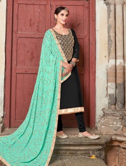 Black Modal Silk Casual Wear Gota Patti Work Churidar salwar suit