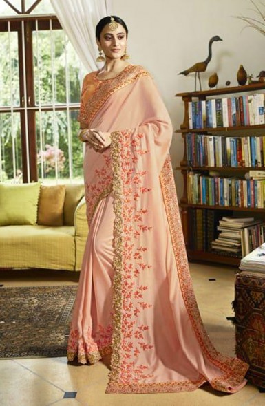 Designer Fancy Silk Sequins Work Saree