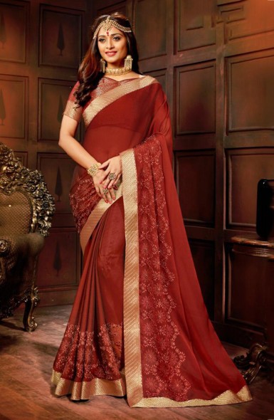 Soft Dyed Panel Work Casual Wear Fancy Saree