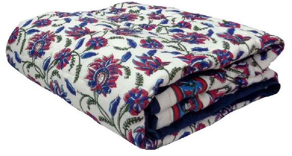 Dazzling Bud Blue Cotton Baby Quilt