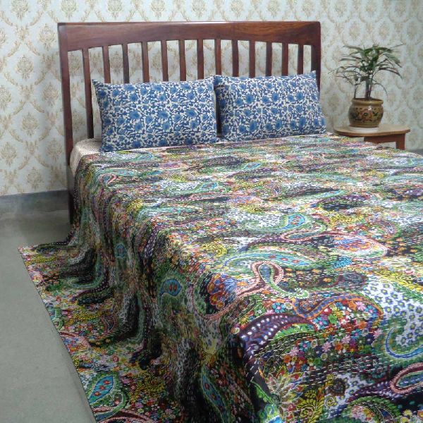 Queen Size Paisley Cotton Kantha