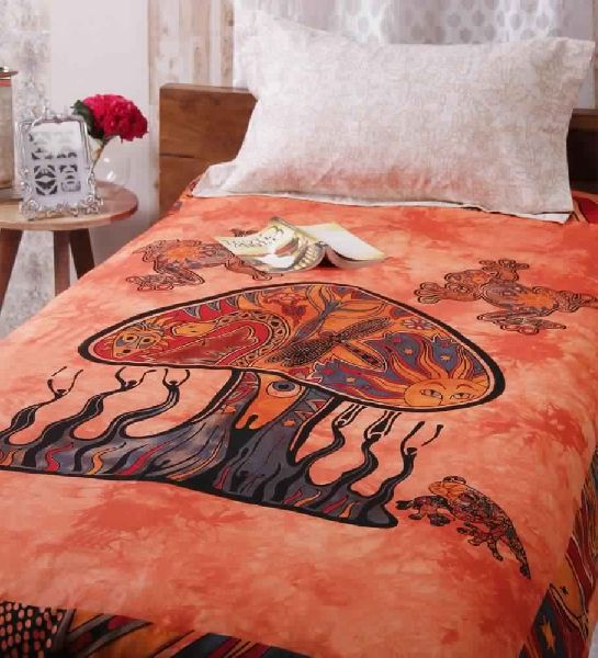 Cotton Single Bedsheet with out Pillow Orange Color