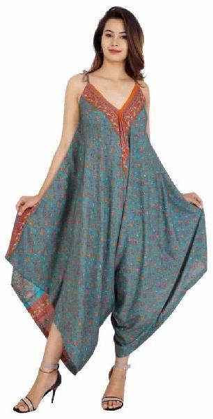 Vintage Sari Silk Printed Jumpsuit, Style : Beach Wear