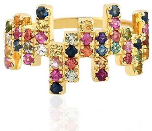 18kt yellow gold multi sapphire ring
