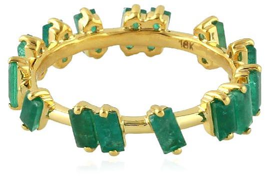 Designer gold baguette emerald ring