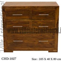 Contemporary Solid Wood Chest of Five Drawers in Honey oak Finish